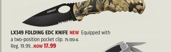 Canadian Tire Coast lx349 folding edc knife offer