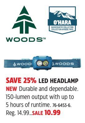 Canadian Tire Woods led headlamp offer