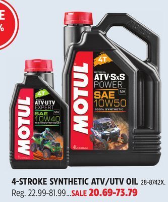 Canadian Tire Motul 4-stroke synthetic atv/utv oil offer