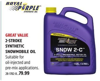 Canadian Tire Royal purple 2-stroke synthetic snowmobile oil offer