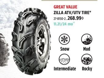 Canadian Tire Maxxis zilla atv/utv tire* offer