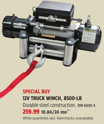 Canadian Tire Tundra 12v truck winch, 8500-lb offer