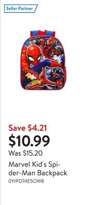 Walmart Marvel kid's spider-man backpack offer
