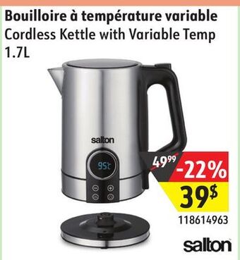 Sushi Shop Salton cordless kettle with variable temp offer