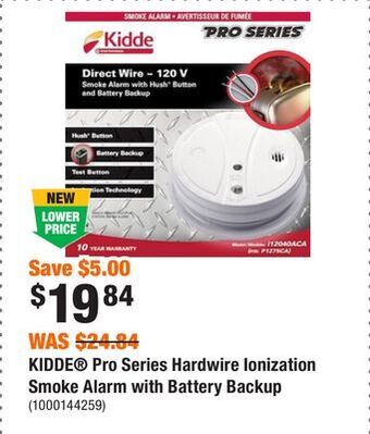 Home Depot Kidde pro series hardwire ionization smoke alarm with battery backup offer