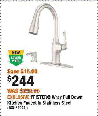 Home Depot Exclusive pfister wray pull down kitchen faucet in stainless steel offer