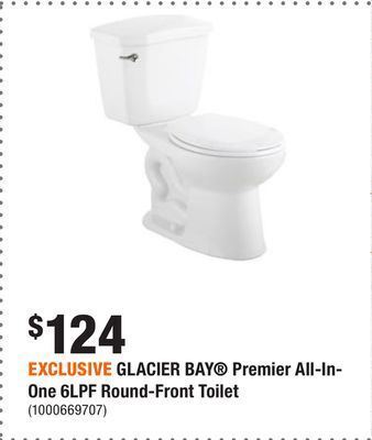 Home Depot Exclusive glacier bay premier all-in-one 6lpf round-front toilet offer