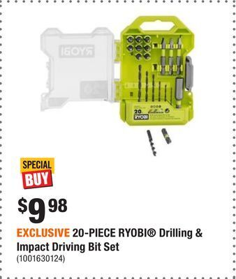 Home Depot Exclusive 20-piece ryobi drilling & impact driving bit set offer