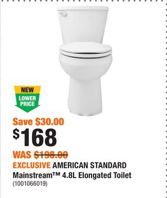 Home Depot Exclusive american standard mainstream 4.8l elongated toilet offer