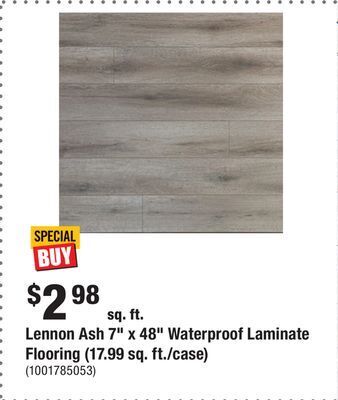Home Depot Lennon ash 7 x 48 waterproof laminate flooring (17.99 sq. ft./case) offer