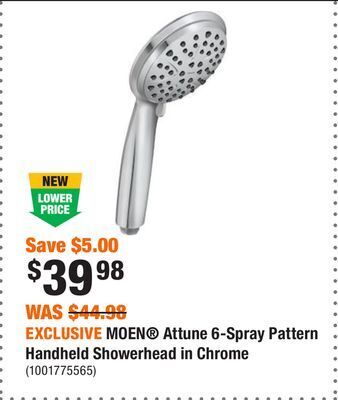 Home Depot Exclusive moen attune 6-spray pattern handheld showerhead in chrome offer