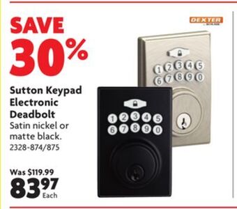 Home Hardware Sutton keypad electronic deadbolt offer