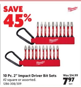 Home Hardware 10 pc. 2 impact driver bit sets offer