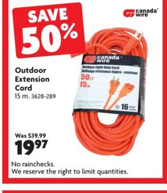 Home Hardware Outdoor extension cord offer