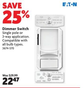 Home Hardware Dimmer switch offer