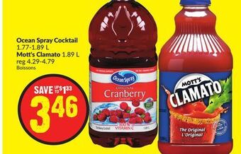 FreshCo Ocean spray cocktail 1.77-1.89 l mott's clamato 1.89 l offer