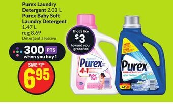 FreshCo Purex laundry detergent 2.03 l purex baby soft laundry detergent 1.47 l offer