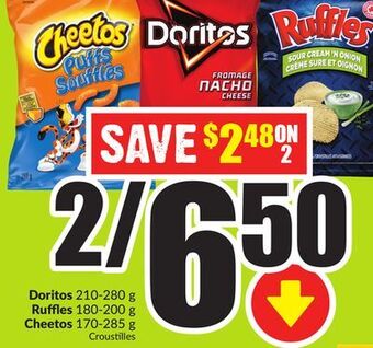 FreshCo Doritos 210-280 g ruffles 180-200 g cheetos 170-285 g offer