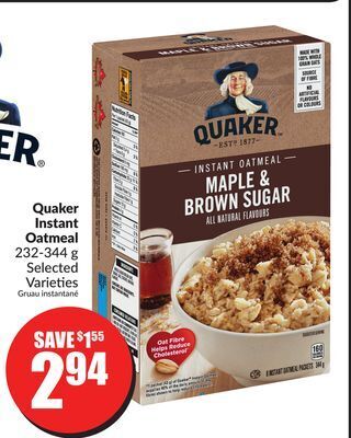 FreshCo Quaker instant oatmeal 232-344 g offer