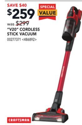 RONA Craftsman v20 cordless stick vacuum offer
