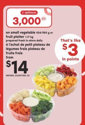 Valu-mart Petit plateau 934/950 g de légumes frais plateau de fruits frais 1.17 kg offer