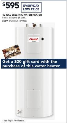 RONA 40-gal electric water heater offer