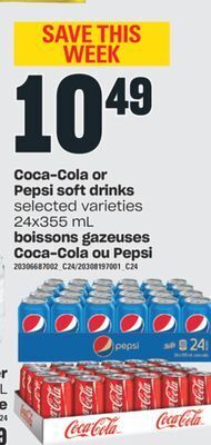 Valu-mart Boissons gazeuses coca-cola ou pepsi 24x355 ml offer