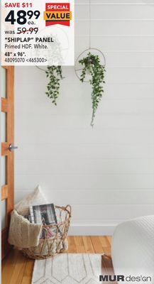 RONA Mur design shiplap panel, 48 x 96 offer