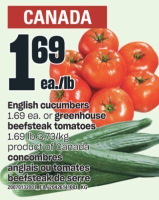 Valu-mart Concombres anglais ou tomates beefsteak de serre offer