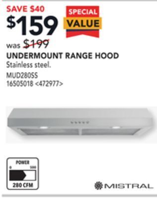 RONA Mistral undermount range hood offer