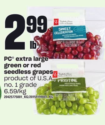 Zehrs Markets Pc extra large green or red seedless grapes offer