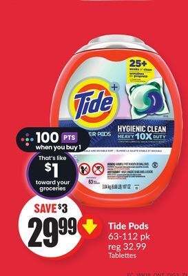 Chalo FreshCo Tide pods 63-112 pk offer