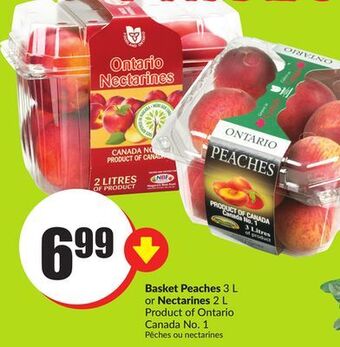 Chalo FreshCo Basket peaches 3 l or nectarines 2 l product of ontario canada no. 1 offer