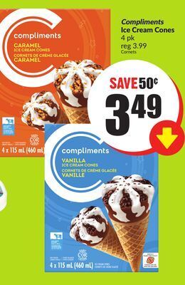 Chalo FreshCo Compliments ice cream cones 4 pk offer
