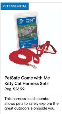 Petvalu Petsafe come with me kitty cat harness sets offer