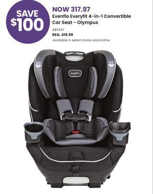 Babies 'R' Us Evenflo everyfit 4-in-1 convertible car seat - olympus offer