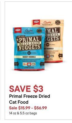 Petvalu Primal freeze dried cat food offer