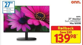 Walmart Onn. 27 monitor offer