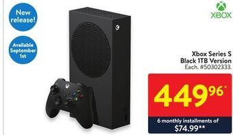Walmart Xbox series s black 1tb version offer