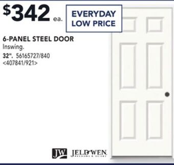Lowe's Jeld-wen 6-panel steel door 32 offer