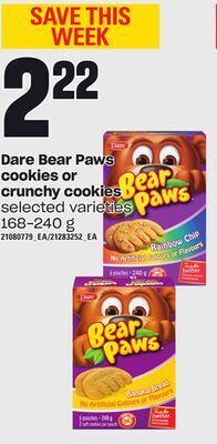 Independent Grocer Dare bear paws cookies or crunchy cookies, 168-240 g offer