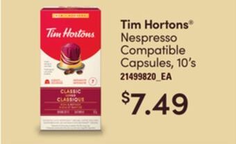 Loblaws Tim hortons nespresso compatible capsules, 10's offer