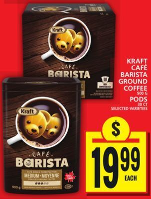 Food Basics Kraft café barista ground coffee or pods offer