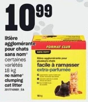 Provigo no name clumping cat litter 18 kg offer