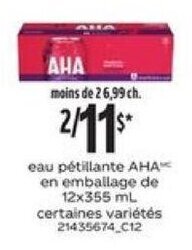 Provigo eau pétillante AHA en emballage de 12x355 mL offer