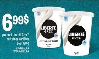 Provigo yogourt Liberté Grec 650 / 750 g offer