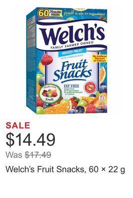 Costco Welch's fruit snacks, 60 × 22 g offer
