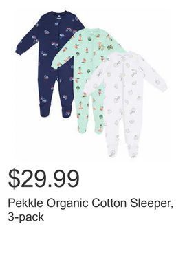 Costco Pekkle organic cotton sleeper, 3-pack offer