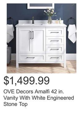 Costco Ove decors amalfi 42 in. vanity with white engineered stone top offer