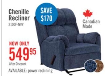 The Brick Navy chenille rocker recliner offer